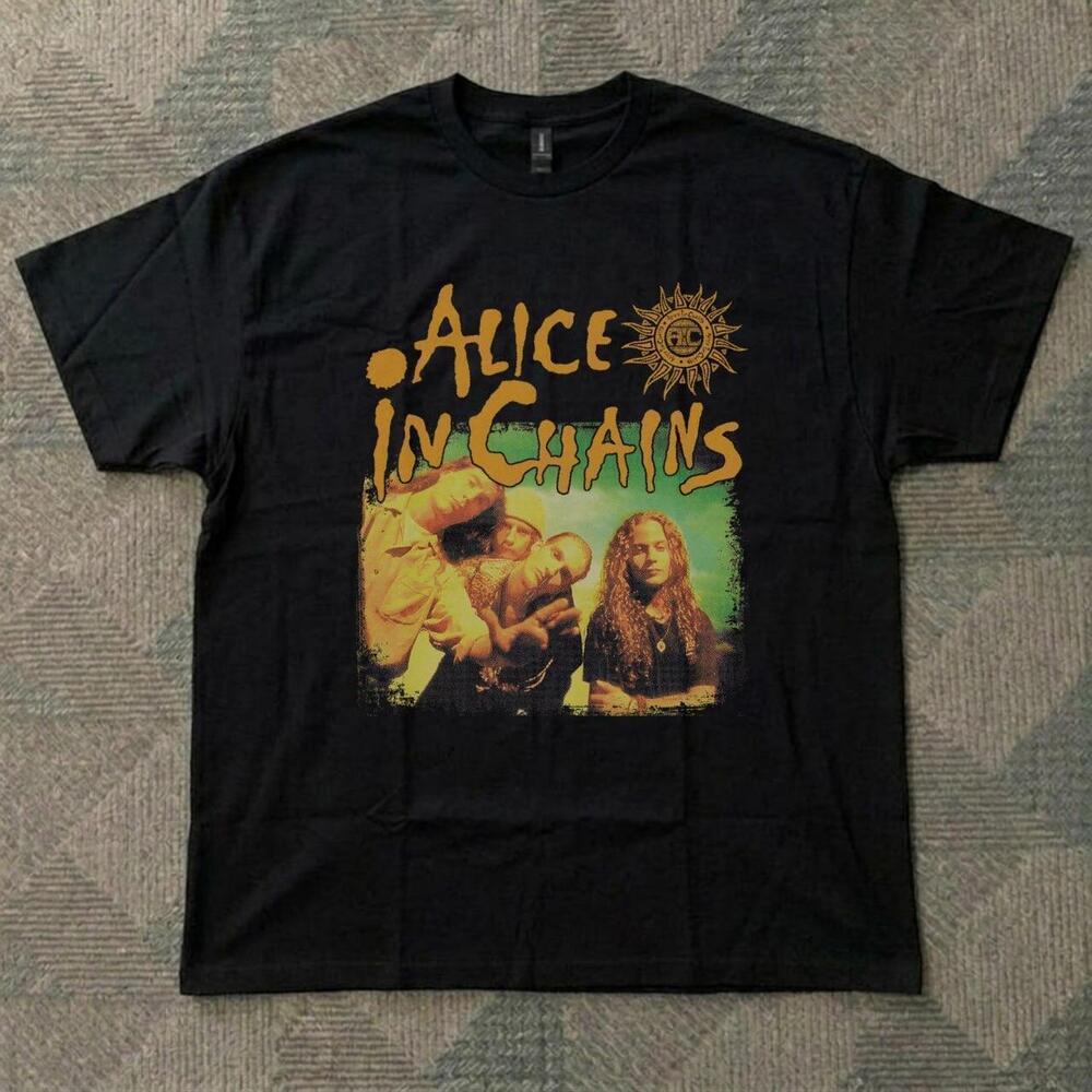 Alice In Chains Band Photo Sun Grunge Black Graphic T-Shirt
